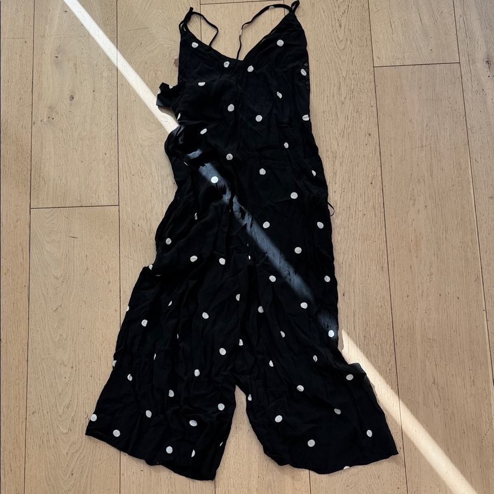 Free People Black and White Polka Dot Jumpsuit